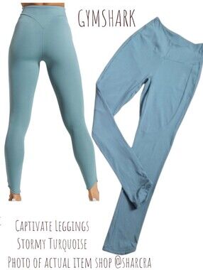 Gymshark Women Captivate Leggings naked feel high rise Stormy Turquoise Tights S
